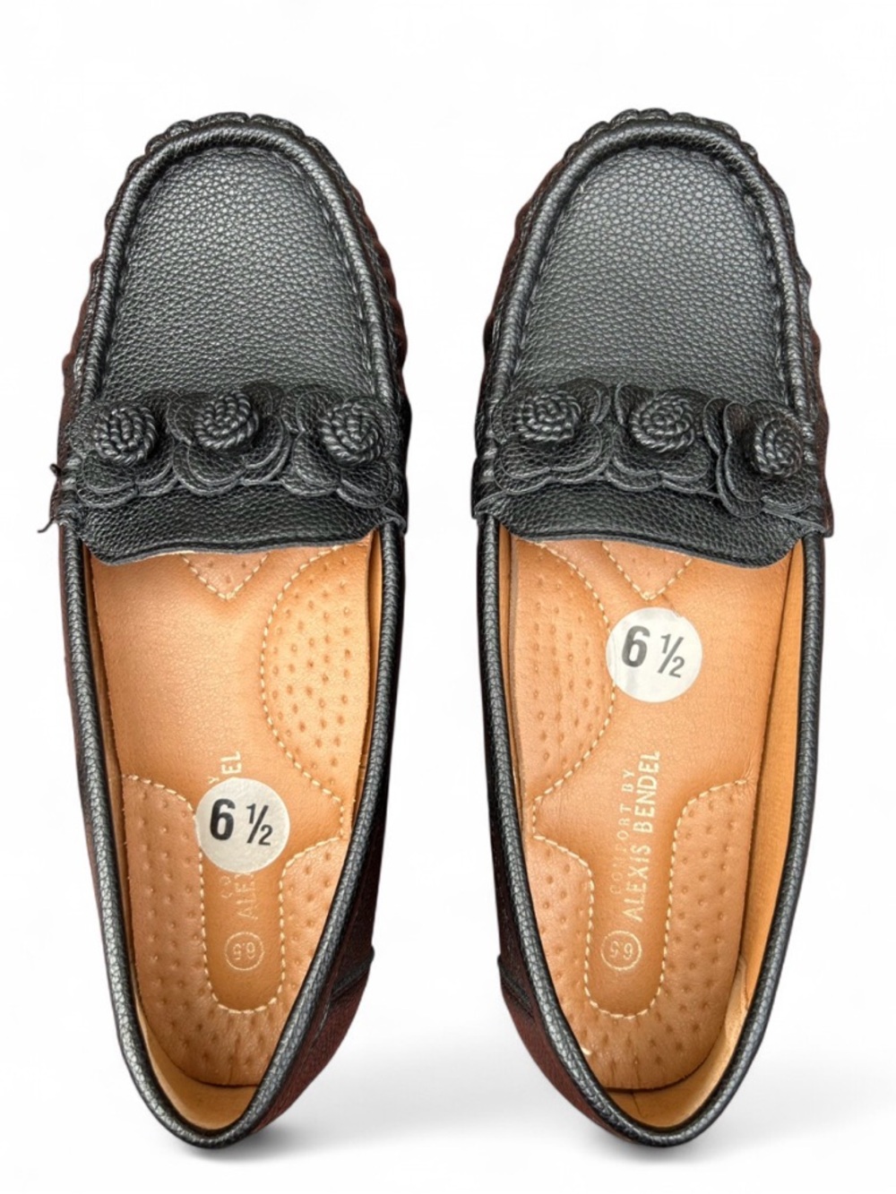 ALEXIS BENDEL Blacks Floral-Trim Loafers - Women's 6½ Very Confortable.